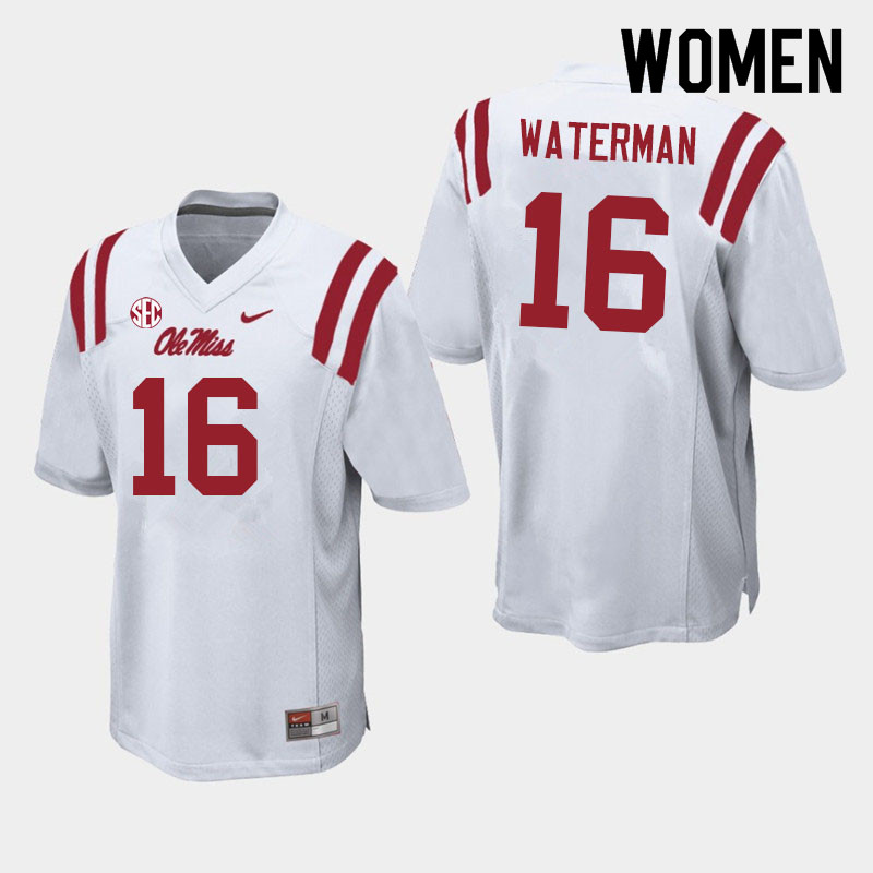Women #16 Braden Waterman Ole Miss Rebels College Football Jerseys Sale-White - Click Image to Close